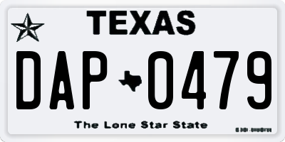 TX license plate DAP0479