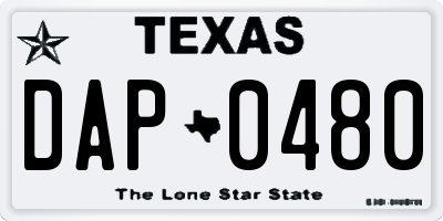 TX license plate DAP0480