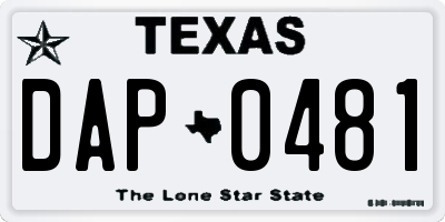 TX license plate DAP0481