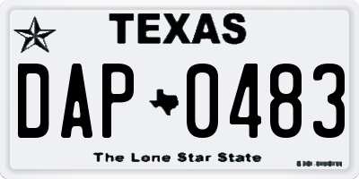 TX license plate DAP0483