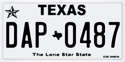 TX license plate DAP0487
