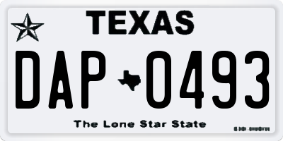 TX license plate DAP0493