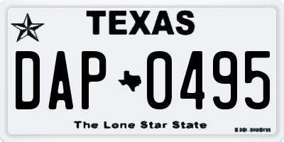 TX license plate DAP0495