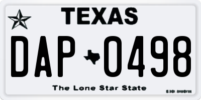 TX license plate DAP0498