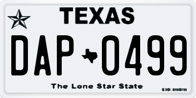 TX license plate DAP0499