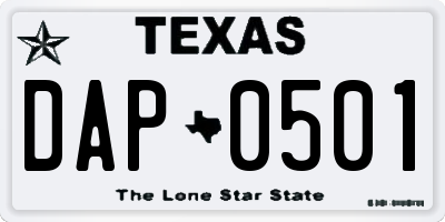 TX license plate DAP0501