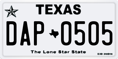 TX license plate DAP0505