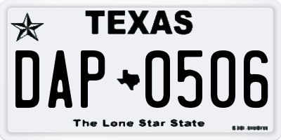 TX license plate DAP0506