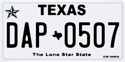 TX license plate DAP0507