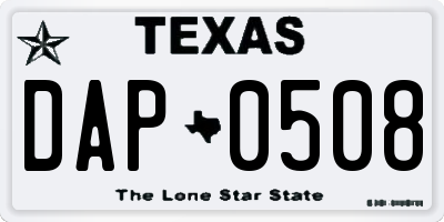 TX license plate DAP0508