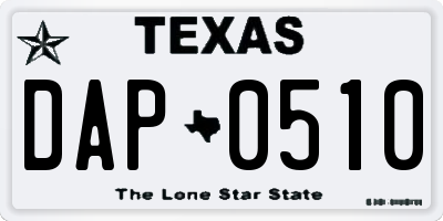 TX license plate DAP0510