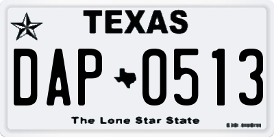 TX license plate DAP0513