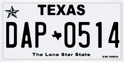 TX license plate DAP0514