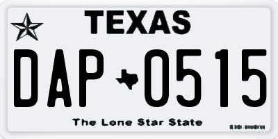 TX license plate DAP0515
