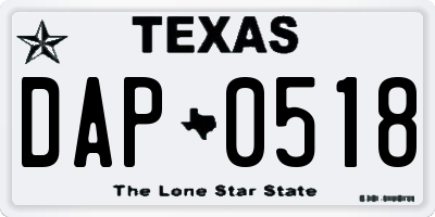 TX license plate DAP0518