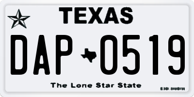 TX license plate DAP0519