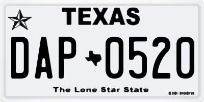 TX license plate DAP0520