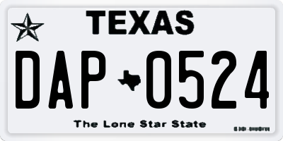 TX license plate DAP0524