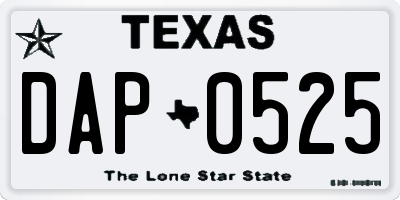 TX license plate DAP0525