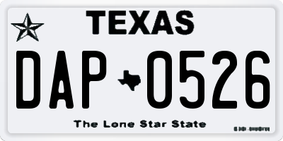 TX license plate DAP0526