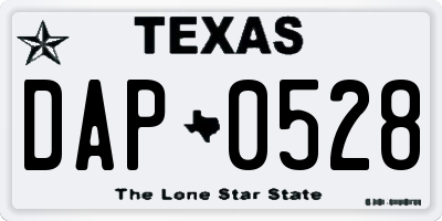 TX license plate DAP0528