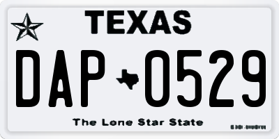 TX license plate DAP0529