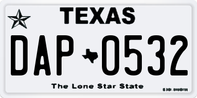 TX license plate DAP0532