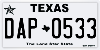 TX license plate DAP0533