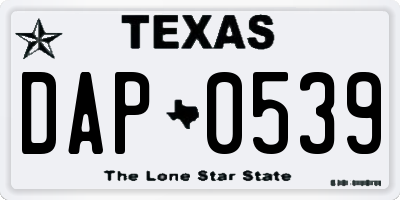 TX license plate DAP0539