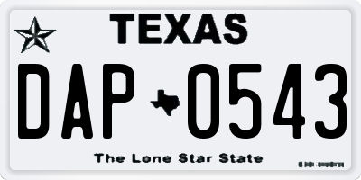 TX license plate DAP0543