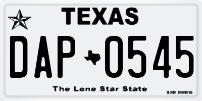 TX license plate DAP0545