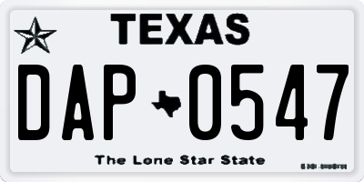 TX license plate DAP0547