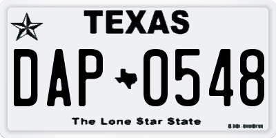 TX license plate DAP0548