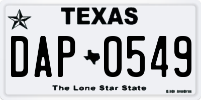 TX license plate DAP0549