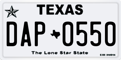 TX license plate DAP0550