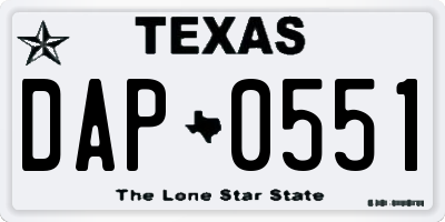 TX license plate DAP0551