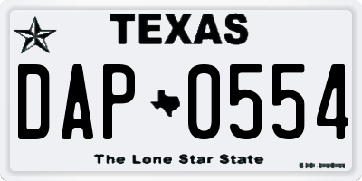 TX license plate DAP0554