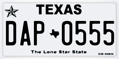 TX license plate DAP0555