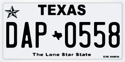 TX license plate DAP0558