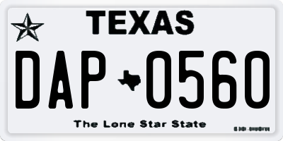 TX license plate DAP0560