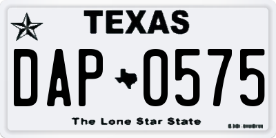 TX license plate DAP0575