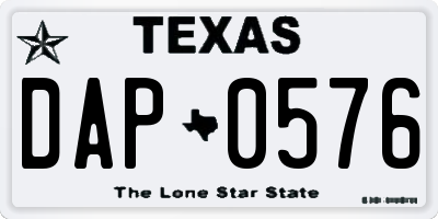 TX license plate DAP0576