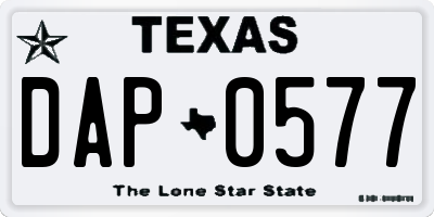 TX license plate DAP0577