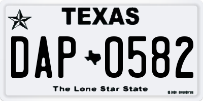 TX license plate DAP0582