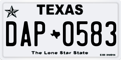 TX license plate DAP0583