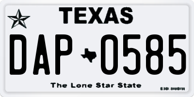 TX license plate DAP0585