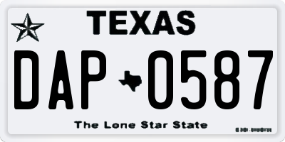 TX license plate DAP0587