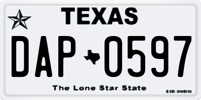 TX license plate DAP0597