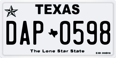 TX license plate DAP0598