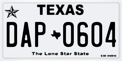 TX license plate DAP0604
